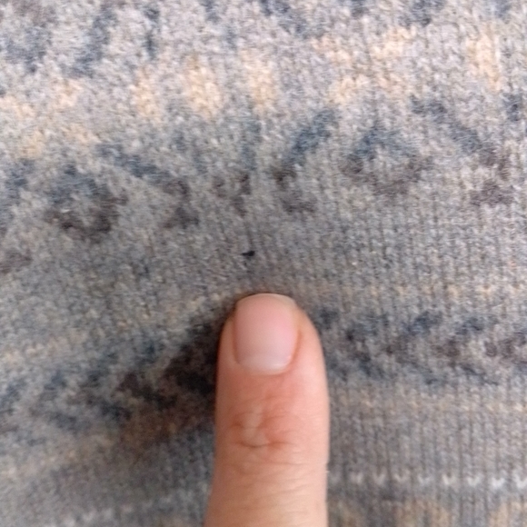 Black brown 2 ply cashmere men's v neck sweater fair isle print Large - Picture 7 of 7